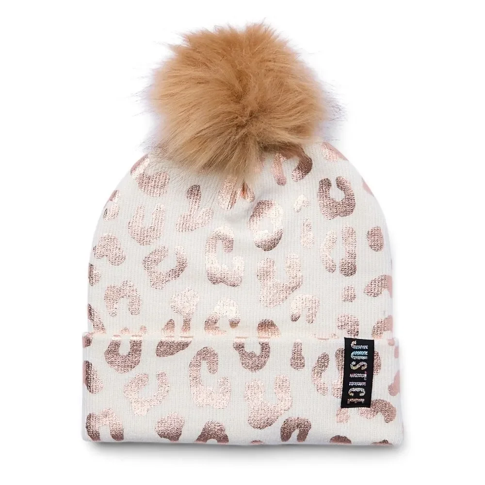 Girls Justice Ribbed & Full Print Winter Cozy Beanie and Gloves 2, 2-Piece Set